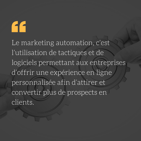 marketing automation c’est l’utilisation de tactiques et de logiciels permettant aux entreprises d’offrir une expérience en ligne personnalisée